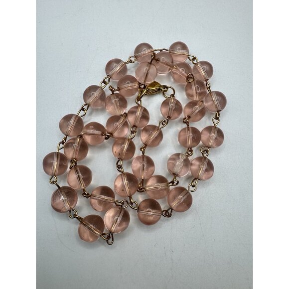 Vintage Translucent Pink Art Glass Choker Necklace Estate Find Jewelry Pretty - Picture 5 of 8